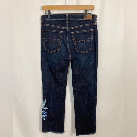 Polo Ralph Lauren Jeans Women’s 28 Blue Denim Chrystie Kick Flare Crop - Picture 3 of 13